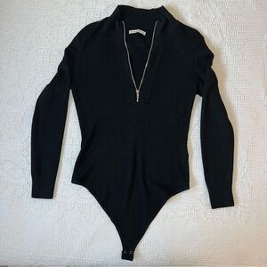 Abercrombie & Fitch Black Zip Sweater Bodysuit